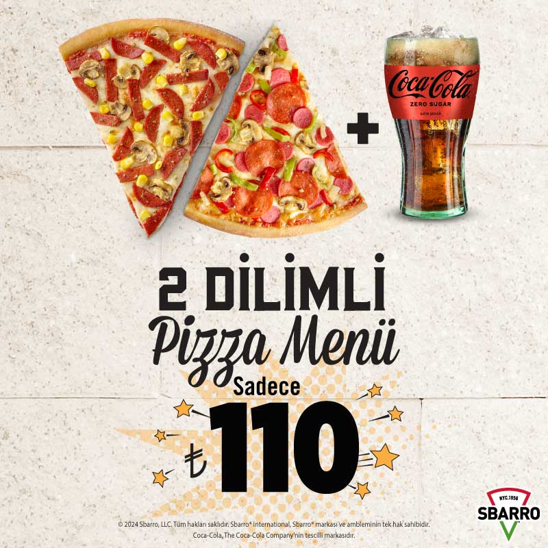 2 Dilimli Pizza Menü