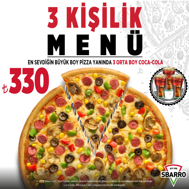Sbarro’dan 3 Kişilik Fırsat!