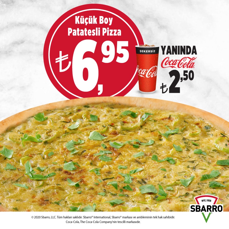 Sbarro’dan Küçük Boy Patatesli Pizzaya Özel Fırsat!